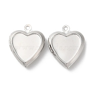 Rack Plating Brass Locket Pendants, Long-Lasting Plated, Heart, Platinum, 21x17x4mm, Hole: 1.5mm(KK-G489-03P)