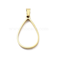 304 Stainless Steel Open Back Bezel Pendants, For DIY UV Resin, Epoxy Resin, Real 18K Gold Plated, Teardrop, 32x19.5x3mm, Hole: 8x4mm(STAS-Z091-05G-05)