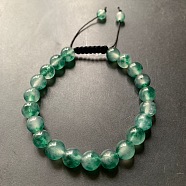 Green Floating Flower Agate Natural Stone Double Flat Knot Bracelet Pull Rope Adjustable Crystal Handmade Bracelet(TT6134-2)