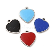 304 Stainless Steel Enamel Charms, Heart Charm, Stainless Steel Color, Mixed Color, 11x11x1.4mm, Hole: 1mm(STAS-A078-06P)