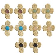 Natural Mixed Gemstone Flower Stud Earrings, Ion Plating(IP) 304 Stainless Steel Earrings for Women, Real 18K Gold Plated, 33x26.5mm(EJEW-JE05319-01)
