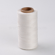 Flat Waxed Polyester Cords, White, 1x0.3mm, about 284.33 yards(260m)/roll(YC-K001-02)