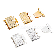 Brass Multi-strand Box Clasps, Mixed Color, 23x21x5mm, Hole: 1.5mm(KK-PH0001-11)