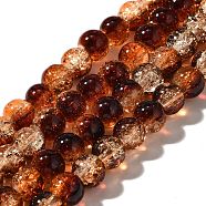 Crackle Glass Beads Strands, Round, Two Tone, Saddle Brown, 8~8.5mm, Hole: 1.2mm, about 107pcs/strand, 29.92 inch(76cm)(CCG-C002-8mm-01)