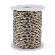 Round String Thread Polyester Cords, with Gold Wire, Dark Gray, 2.5mm, about 21.87 yards(20m)/roll(OCOR-F012-A11)