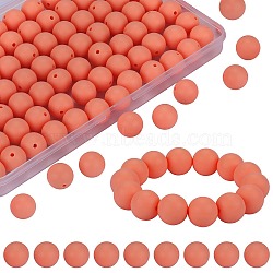 80Pcs Round Silicone Focal Beads, Chewing Beads For Teethers, DIY Nursing Necklaces Making, Light Salmon, 15mm, Hole: 2mm(SIL-SZ0001-24-26)