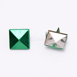 Iron Pyramid Rivets, Decorative Rivets for DIY Leather Craft, Green, 12x12x4mm(IFIN-WH0054-11A)