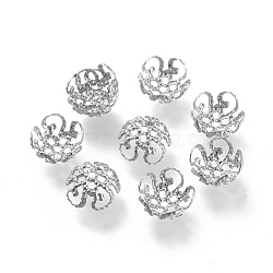 Non-Tarnish 316 Stainless Steel Fancy Bead Caps, Hollow, 5-Petal, Flower, Stainless Steel Color, 8x8x4mm, Hole: 1mm(STAS-K194-04P)