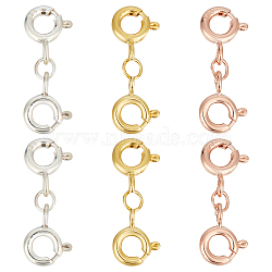 GOMAKERER 6Pcs 3 Colors 925 Sterling Silver Spring Ring Clasps, Double Clips with 925 Stamp, Mixed Color, 19.5mm, 2pcs/color(STER-GO0001-15)