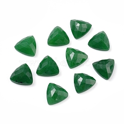 Natural White Jade Cabochons, Dyed, Faceted, Triangle, Green, 10x10x5mm(G-G834-G01-01)