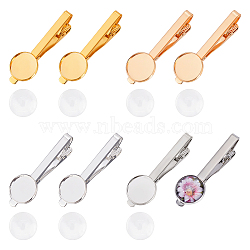 DIY Blank Tie Clip Making Kit, Including Brass Tie Clip Cabochon Settings, Glass Cabochons, Mixed Color, 16Pcs/box(DIY-FH0004-72)