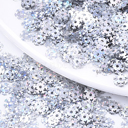 Ornament Accessories, PVC Plastic Paillette/Sequins Beads, AB Color, Snowflake, for Christmas, Snow, 6x0.2mm, Hole: 0.9mm, about 40000pcs/500g(PVC-R022-001)