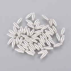 Steel Spring Beads, Coil Beads, Rice, Silver Color Plated, about 4mm wide, 9mm long, hole: 1mm(STAS-D004-S)