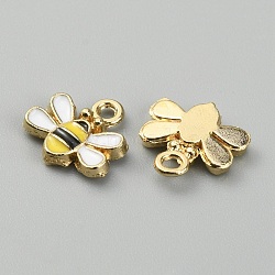 Alloy Enamel Charms, Bees Charms, Golden, Gold, 10x10.5x2mm, Hole: 1.4mm(ENAM-CJC0006-62)