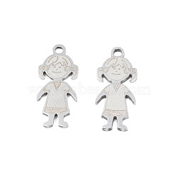 Non-Tarnish 201 Stainless Steel Pendants, Girl, Stainless Steel Color, 18x7.5x1mm, Hole: 1.4mm(STAS-N091-144P)