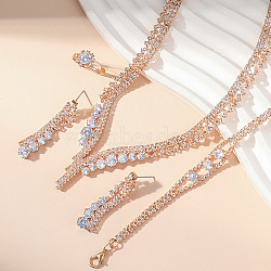 Luxury Alloy Tassel Bracelets & Earrings & Necklaces & Rings Sets, Light Gold(YN1358-1)