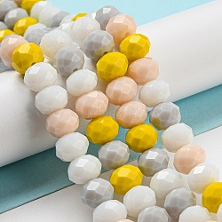 Glass Beads Strands, Faceted, Rondelle, Yellow, 10x8mm, Hole: 1mm, about 63~65pcs/strand, 19.2~20 inch(48~50cm)(EGLA-A034-M10mm-39)