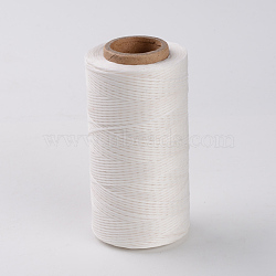 Flat Waxed Polyester Cords, White, 1x0.3mm, about 284.33 yards(260m)/roll(YC-K001-02)