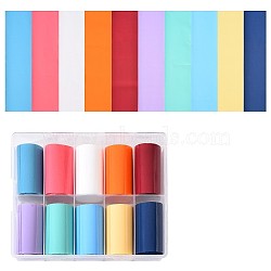 10Rolls Solid Color Nail Art Transfer Stickers, Nail Decals, for DIY Nail Tips Decoration, Mixed Color, 40mm, 1m/roll(MRMJ-R091-17)