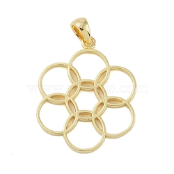 Rack Plating Brass Pendants, Long-Lasting Plated, Lead Free & Cadmium Free, Flower , Real 18K Gold Plated, 34.5x28x2mm, Hole: 5x4mm(KK-A224-02D-G)