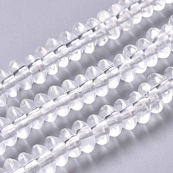 Natural Quartz Crystal Beads Strands, Rock Crystal Beads, Rondelle, 6~6.5x3mm, Hole: 1.5mm, about 136pcs/strand, 15.55 inch(39.5cm)(G-L533-11)