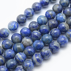 Natural Lapis Lazuli Beads Strands, Round, 8mm, Hole: 1mm, about 44~48pcs/strand, 15 inch(X-G-E489-01-8mm)