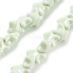 Handmade Porcelain Beads, Starfish, Pale Green, 12x10.5x6mm, Hole: 2mm, about 40pcs/strand, 11.61''(29.5cm)(PORC-Q002-3C)