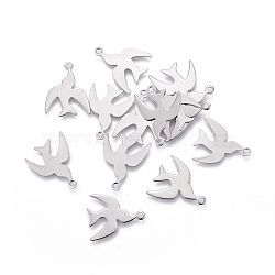 Tarnish Resistant 304 Stainless Steel Charms, Bird, Stainless Steel Color, 14x11.5x0.4mm, Hole: 1.2mm(STAS-P236-14P)