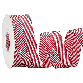 9M Polycotton(Polyester Cotton) Herringbone Ribbon, for Garment Accessories, Red, 1 inch(25mm), about 9.84 Yards(9m)/Roll