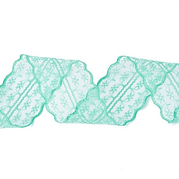 Polyester Lace Trim, Lace Ribbon For Sewing Decoration, Sea Green, 45mm, about 1- 3/4 inch(45mm) wide, about 10.93 yards (10m)/roll