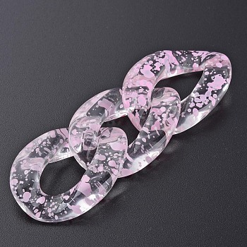Transparent Acrylic Linking Rings, Quick Link Connectors, for Curb Chains Making, Twist Oval, Pink, 39x29x7.5mm, Inner Diameter: 12x22mm