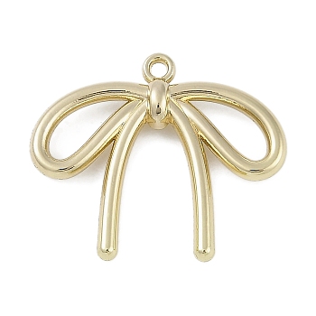 Golden Alloy Pendants, Bowknot, 19.5x23x4mm, Hole: 1.4mm