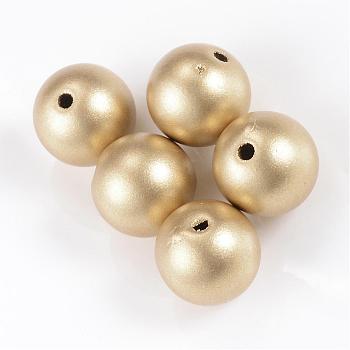 Matte Style Spray Painted Acrylic Beads, Round, Gold, 14mm, Hole: 2mm, about 325pcs/500g