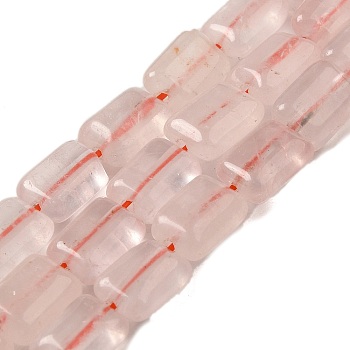 Natural Rose Quartz Beads Strands, Rectangle, 8~9x6.5~7x4mm, Hole: 0.8mm, about 45pcs/strand, 15.16 inch(38.5cm)