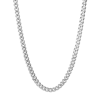 201 Stainless Steel Curb Chain Necklaces for Men, Stainless Steel Color, 23.62 inch(60cm), Link: 9x7x2mm