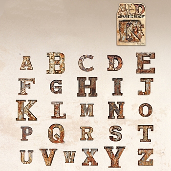 Beautiful Day Alphabet Sticker Pack Old Memories Series 4 Options 26 Sheets Material Decoration Stickers, Tan, 60x60mm