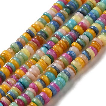 Natural Freshwater Shell Beads Strands, Disc, Dyed, Mixed Color, 4x0.5~2mm, Hole: 0.5mm, about 242~248pcs/strand, 15.16''(38.5cm)