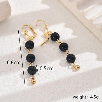 New Chinese Style Copper Tassel Bead Earrings for Women Party, Real 18K Gold Plated