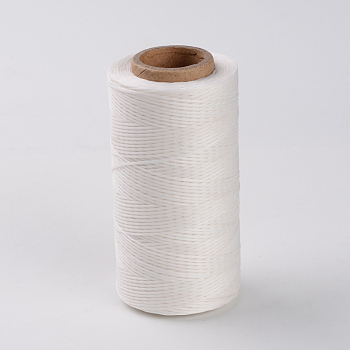 Flat Waxed Polyester Cords, White, 1x0.3mm, about 284.33 yards(260m)/roll