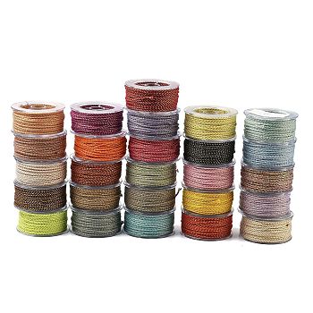 20M Nylon Twisted Round Cord, with Metallic Threads for Bag Strap Making, Mixed Color, 2mm, about 21.87 Yards(20m)/Roll