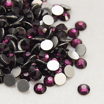 Glass Flat Back Rhinestone, Grade A, Back Plated, Faceted, Half Round, Amethyst, SS4, 1.5~1.6mm, 1440pcs/bag