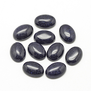 Synthetic Blue Goldstone Cabochons, Dyed, Oval, 18x13x5mm
