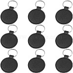 CutHollow 10Pcs PU Leather Keychain, with Metal Key Ring, Flat Round, Black, 84x50mm(KEYC-CL0001-09C)