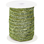 1 Roll Glitter Sparkle Ribbon, Polyester & Nylon Ribbon, Yellow Green, 3/8 inch(9.5~10mm), about 50yards/roll(45.72m/roll)(OCOR-CY0001-04B)
