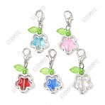 Star Alloy & Glass Pendant Decorations, with Zinc Alloy Lobster Claw Clasps and Transparent Acrylic Charms, Antique Silver & Platinum, 32mm(HJEW-JM03274-02-S)