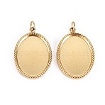 304 Stainless Steel Pendant Cabochon Settings, with Jump Rings, Oval, Real 14K Gold Plated, Tray: 16x12mm, 20.5x14x2.5mm, Jump Ring: 3.8x0.5mm, 2.8mm inner diameter(X-STAS-S116-230G)