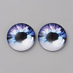 Glass Cabochons, Half Round/Dome with Eye Pattern, Mauve, 30x7.5mm(GLAA-WH0033-75H-02)