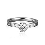 201 Stainless Steel Rhinestone Finger Rings for Women, Stainless Steel Color, US Size 8(18.1mm)(FS-WGA8964-08)