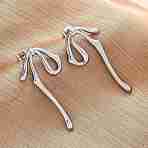 304 Stainless Steel Stud Earrings, Bowknot, Stainless Steel Color, 40.5x20.5mm(EJEW-B108-11P)