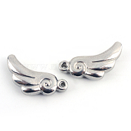 201 Stainless Steel Wing Charms, Stainless Steel Color, 12x18x4mm, Hole: 1.5mm(STAS-Q192-29)